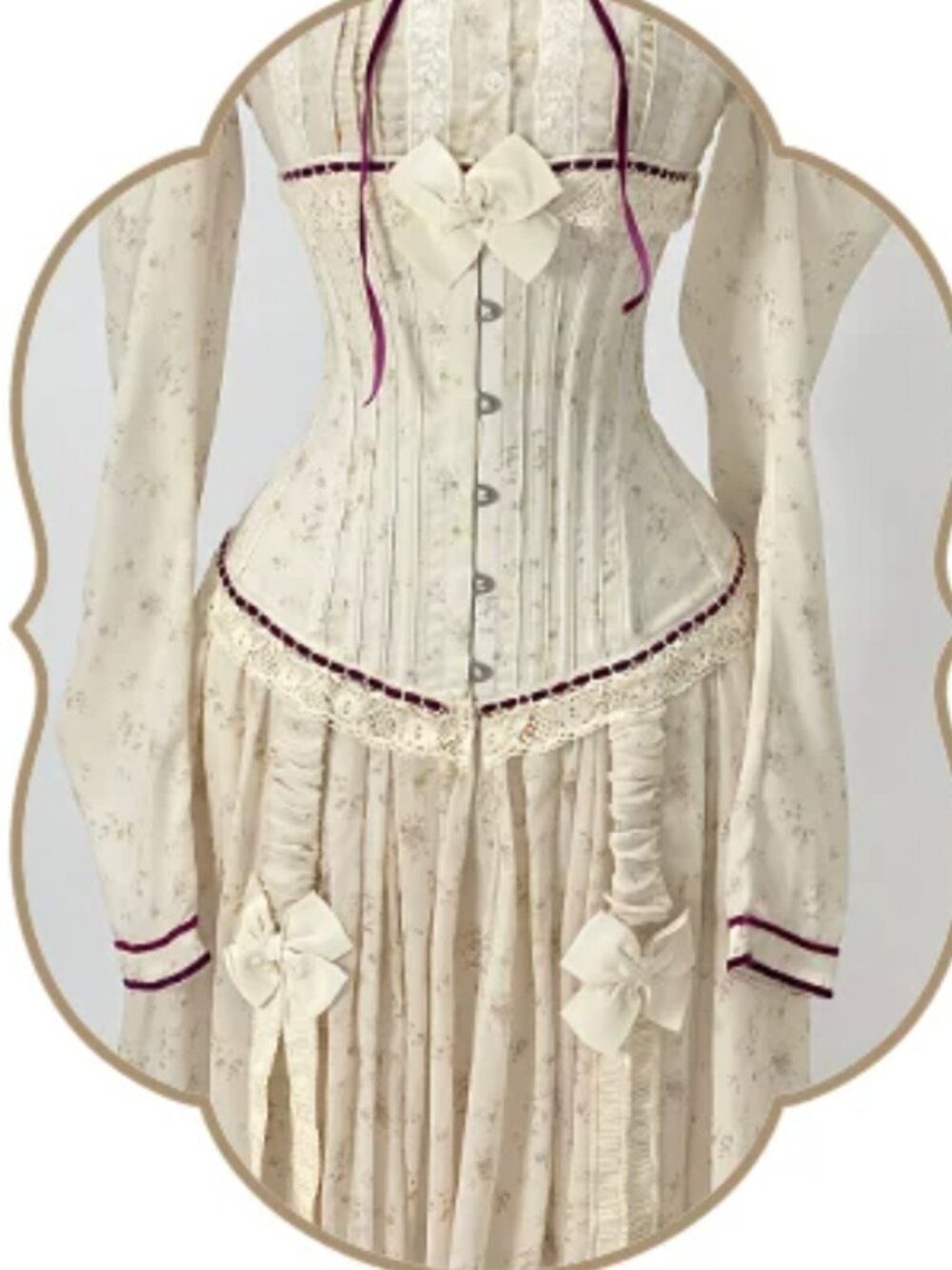 NWT Vintage Victorian Underbust Corset — Cottagecore Cream Floral — Size XL